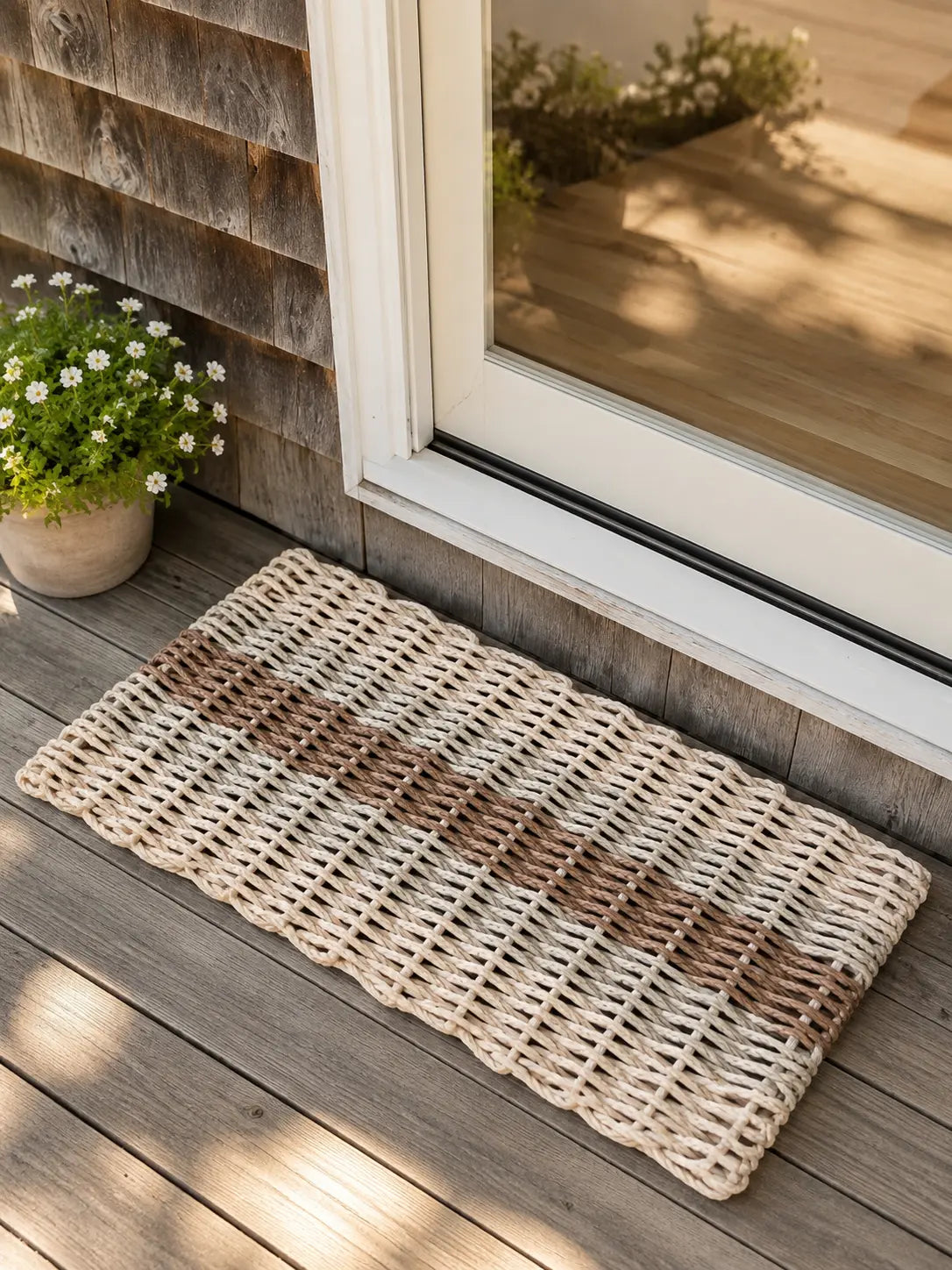 Light Tan, Tan & Brown 5-Stripe Lobster Rope Doormat