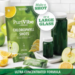 PuriVibe Chlorophyll & Lemon Juice Shots - Wellness Shot, Superfood Supplement Powder - Green Juice - Supports Detox & Gut Health
