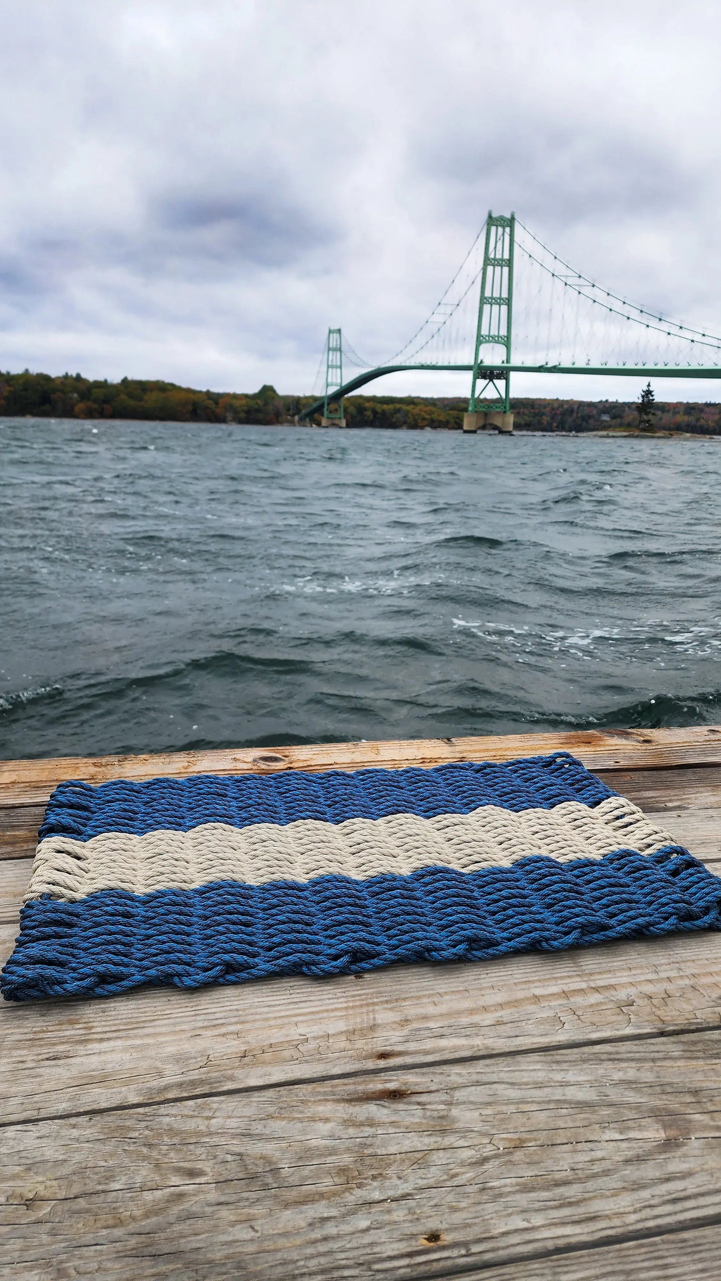 Navy Blue & Tan Lobster Rope Doormat