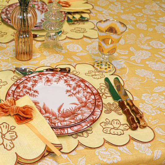 Marigold Flora Parlour Premium Linen Tablecloth