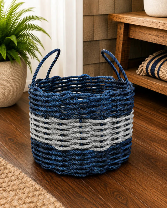 Navy Blue & Gray Rope Basket