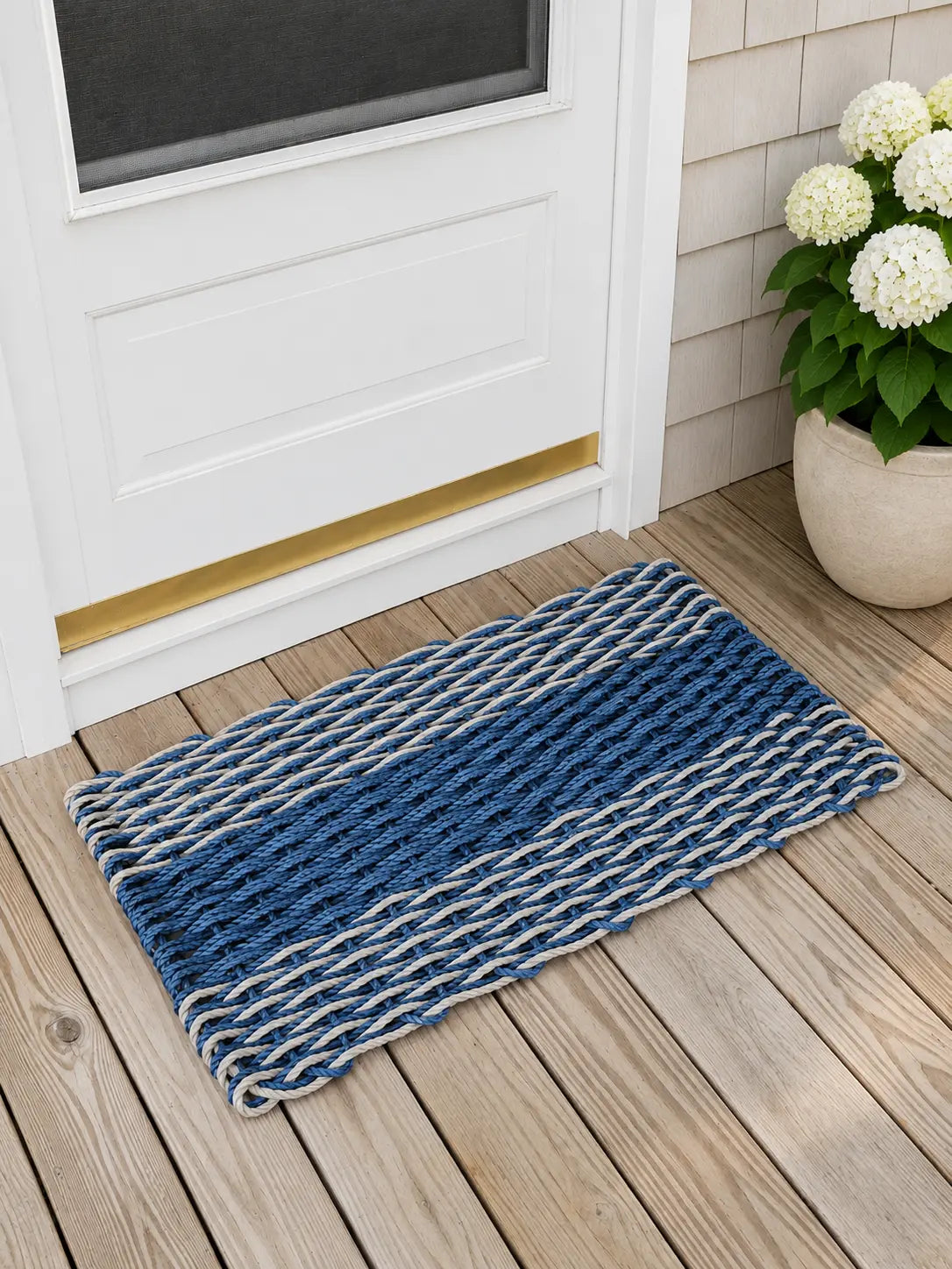 Navy Blue & Tan Double Weave Lobster Rope Doormat
