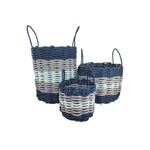 Five Stripe Rope Storage Basket Navy Blue, Light Gray, Seafoam