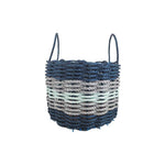 Five Stripe Rope Storage Basket Navy Blue, Light Gray, Seafoam