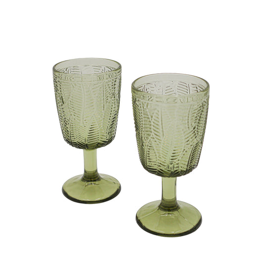 Olive Leaf Glass Goblets – Set of 4