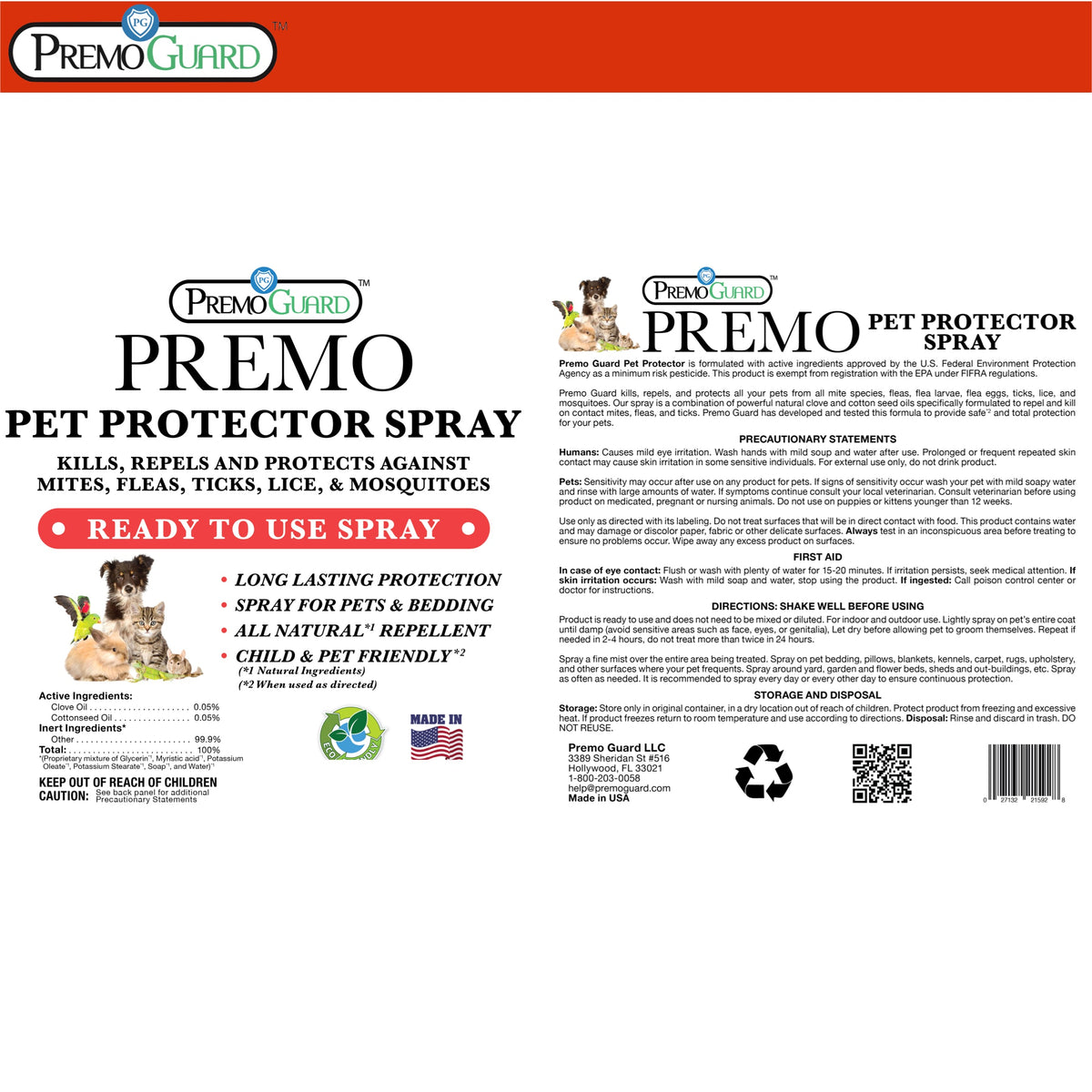 Pet Protector Spray | Plant Based Non-Toxic | Premo Guard