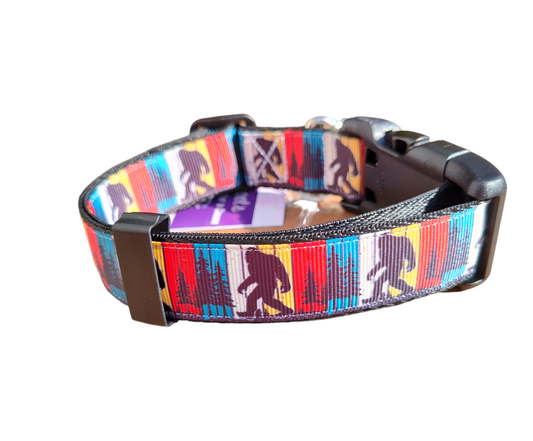 Bigfoot Sasquatch Black Nylon Dog Collar MD, LG, XL, Leash