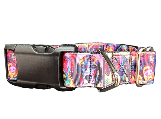 Rainbow Pup Portraits Nylon Dog Collar