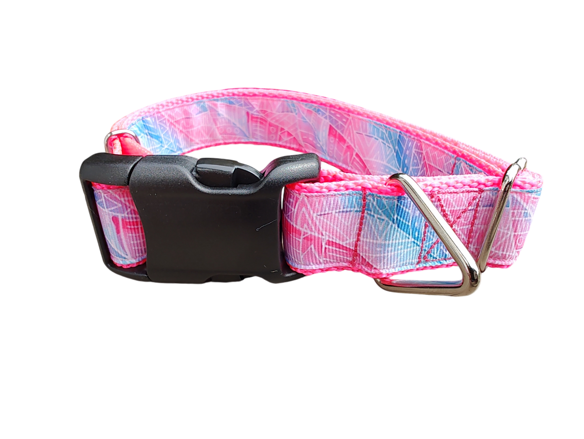 Textured Pink Leaves Nylon Dog Collar