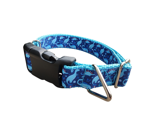 Blue Dinosaur Nylon Dog Collar