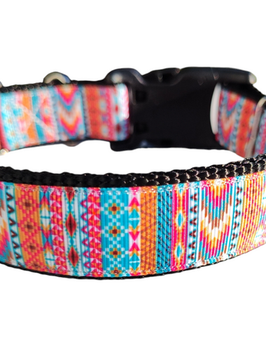 Orange Tribal Nylon Dog Collar