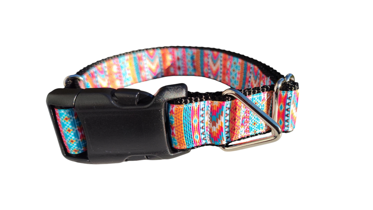 Orange Tribal Nylon Dog Collar