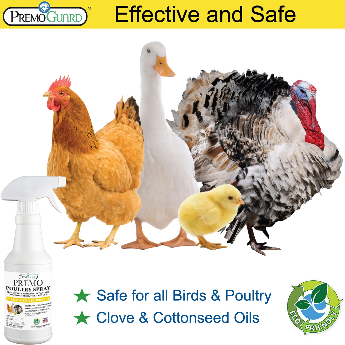 Poultry Spray for Mites | Plant Based Natural Non-Toxic | Premo Guard (C)