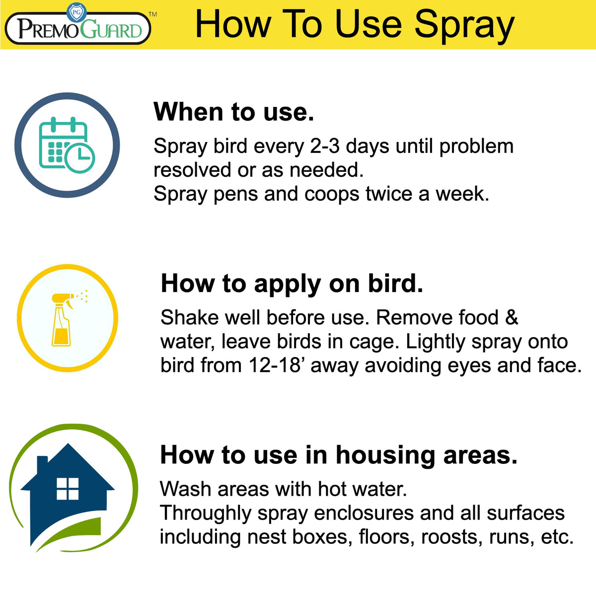 Poultry Spray for Mites | Plant Based Natural Non-Toxic | Premo Guard (C)