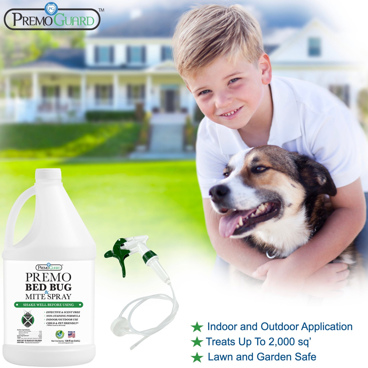Bed Bug & Mite Killer Spray 128 oz | Natural & Non-Toxic | Premo Guard