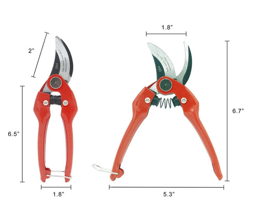 Red Euro-Style Bypass Pruner, SK5 Japanese Steel Blades