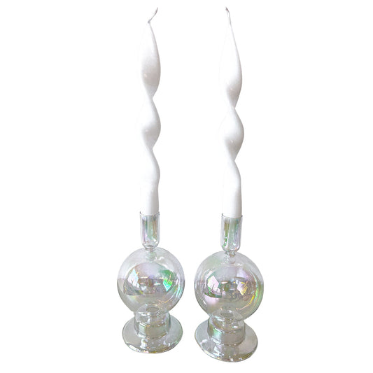 Rainbow Prism Bauble Glass Candle Holders – Pair