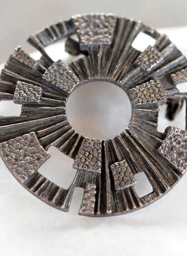 Round Metal Pewter Brooch