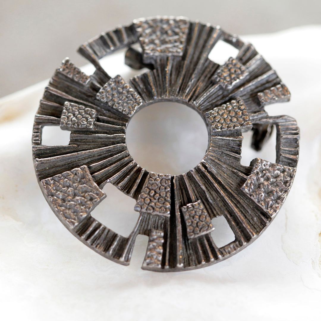 Round Metal Pewter Brooch