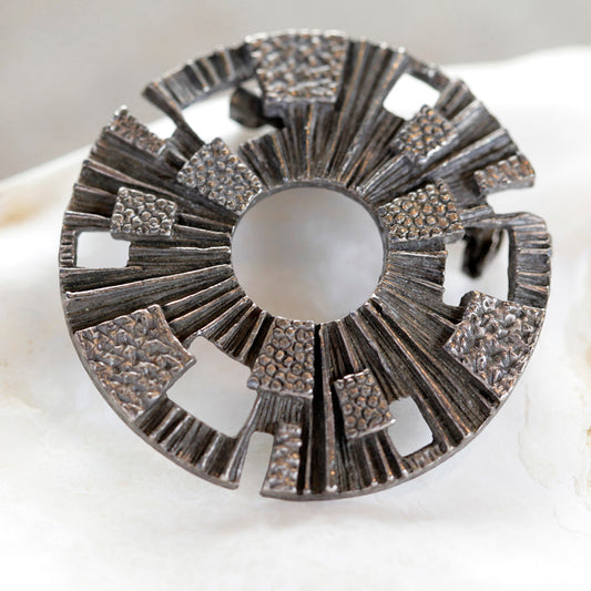 Round Metal Pewter Brooch