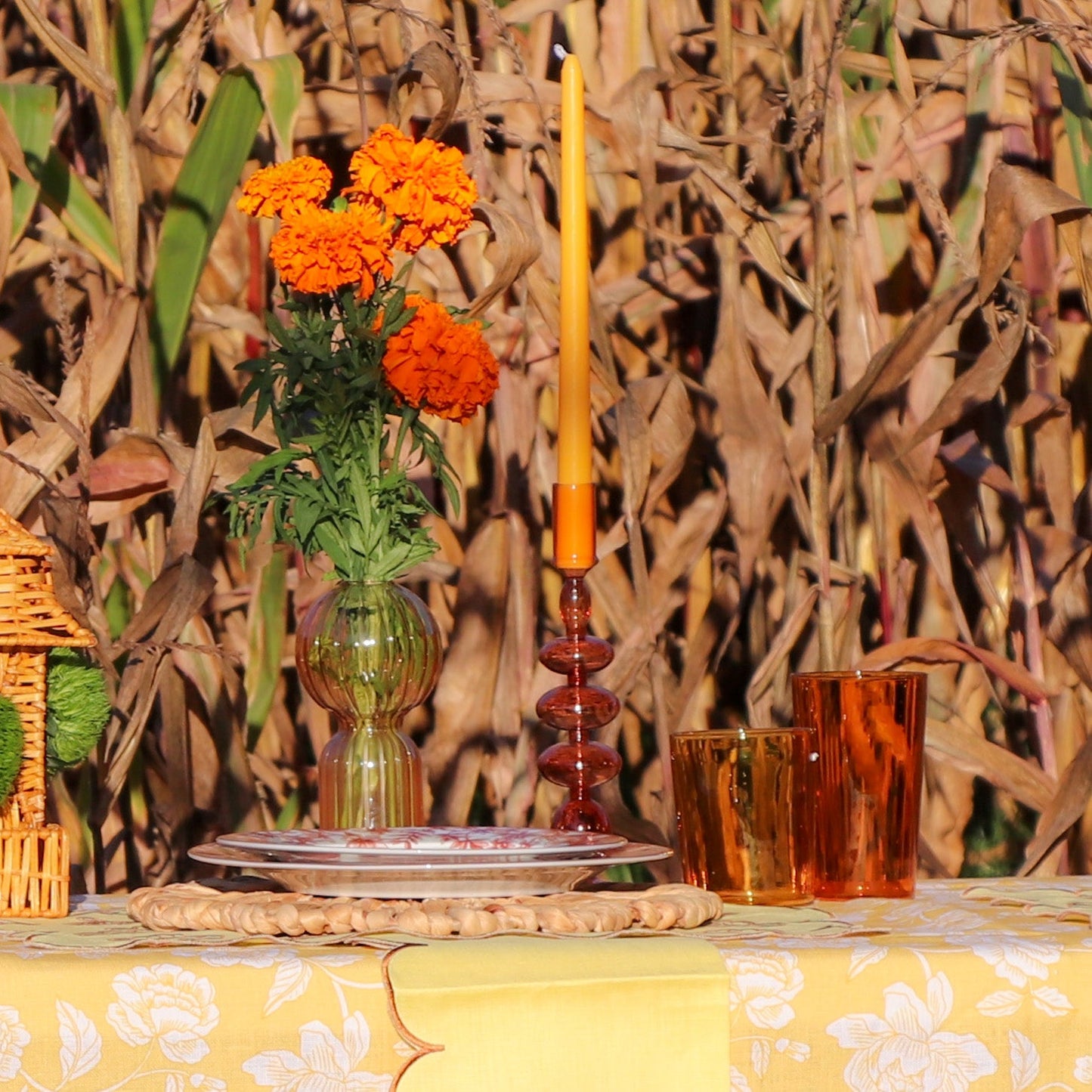 24 Extra Tall Mustard Spice Taper Candle - 6 Packs of 4
