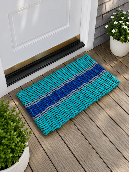 Teal, Blue & Gray Accent Lobster Rope Doormat