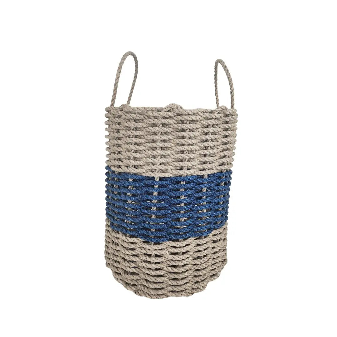 Tan & Navy Blue Rope Basket