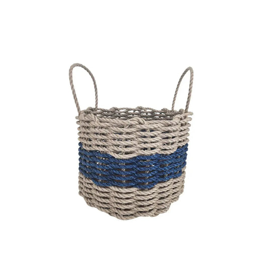 Tan & Navy Blue Rope Basket