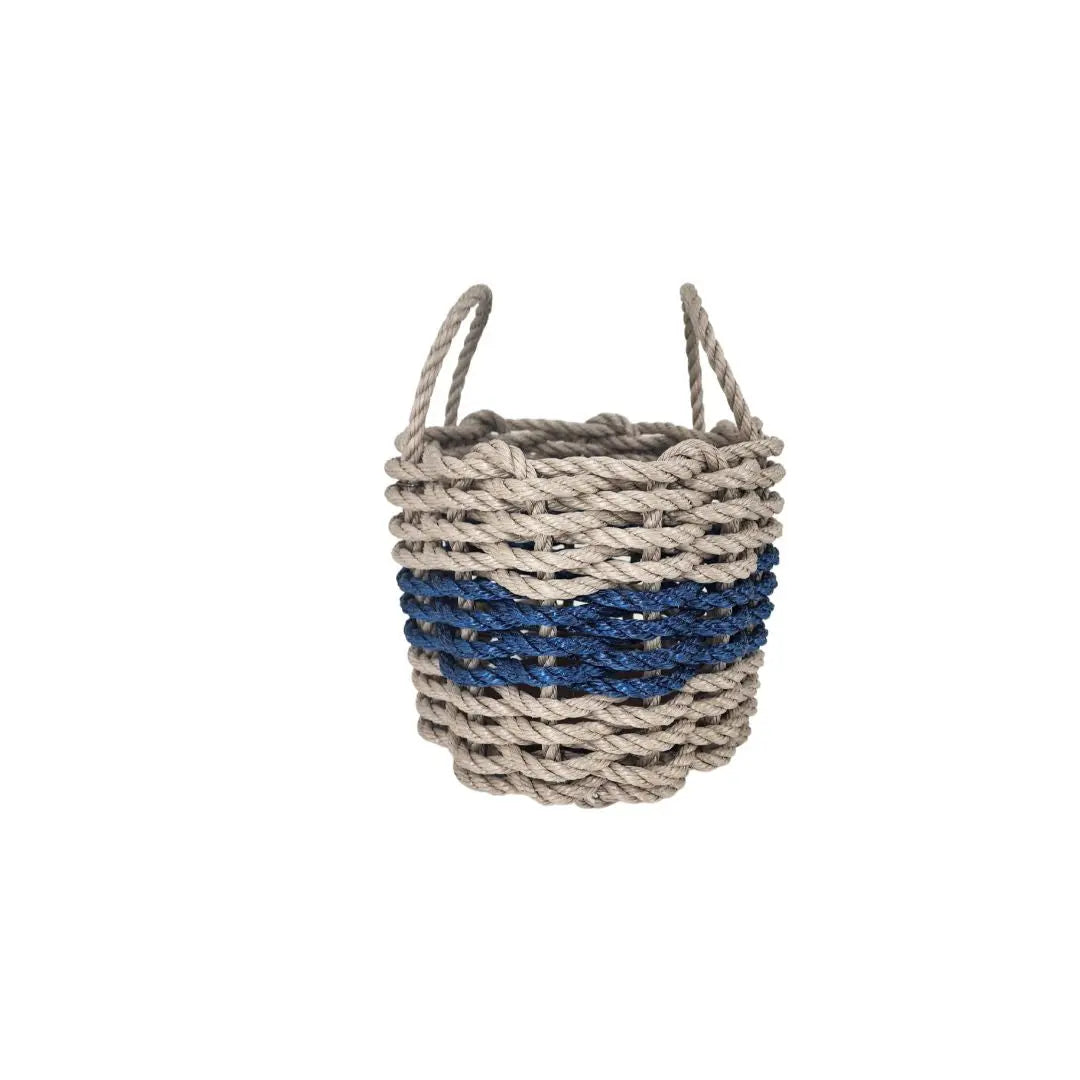 Tan & Navy Blue Rope Basket