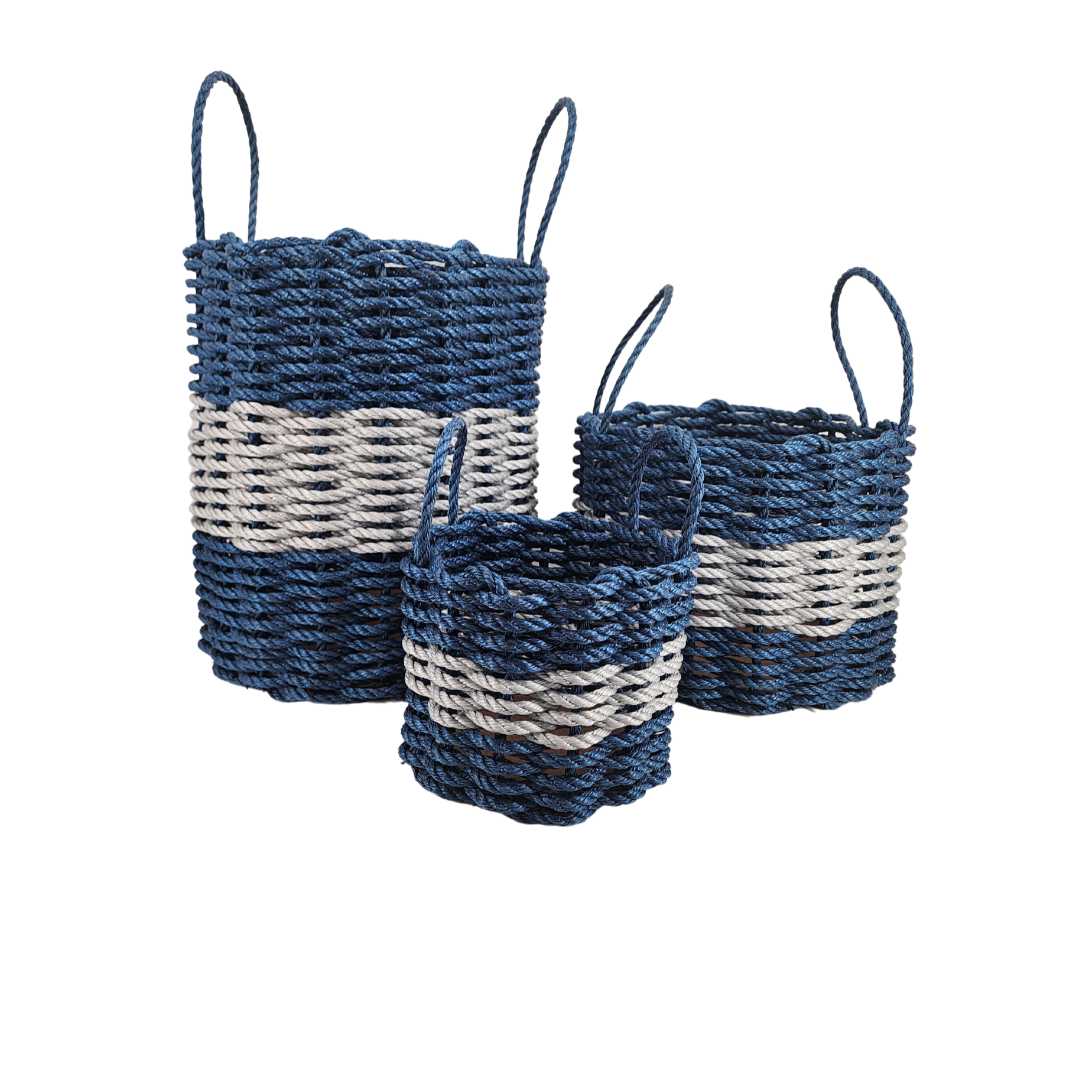 Navy Blue & Gray Rope Basket