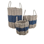Authentic Maine Lobster Rope Storage Basket Tan and Navy Blue