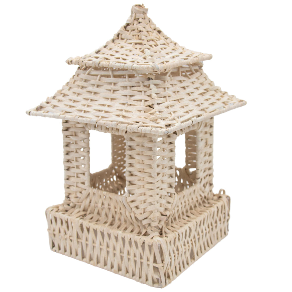 White Rattan Pagoda Lantern Set - 1 Large & 1 Small