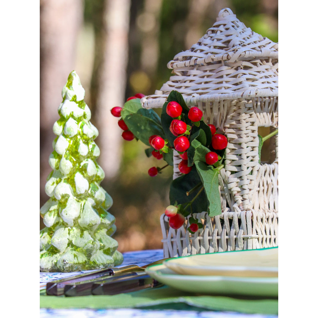 White Rattan Pagoda Lantern Set - 1 Large & 1 Small