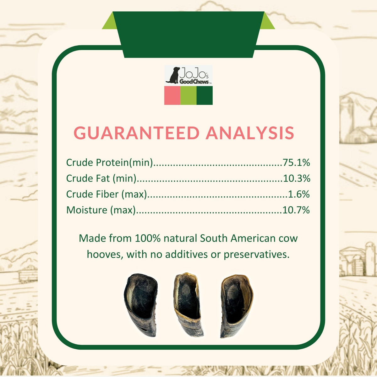 South American Cow Hoof Dog Chews, 25-Pack