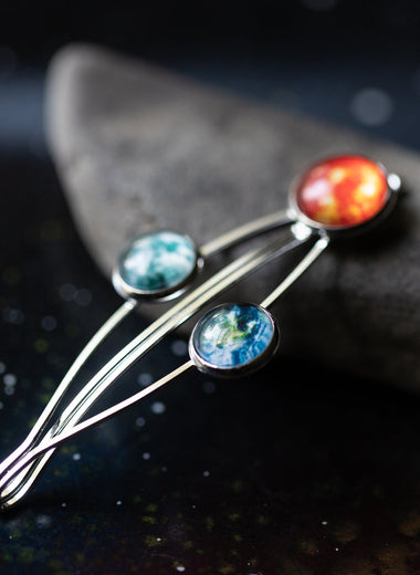Sun Earth and Moon Hair Clip