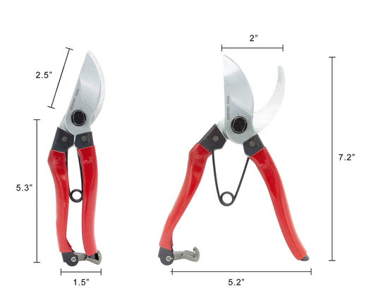 Japanese style hand-pruner, handle lock, wishbone spring, 1-inch cut