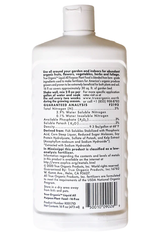 True Organic™ Liquid All-Purpose Plant Food - 16oz - OMRI Listed®
