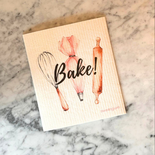 Bake! Swedish Dishcloth | Whisk, Pastry Bag, Rolling Pin (baking tools)