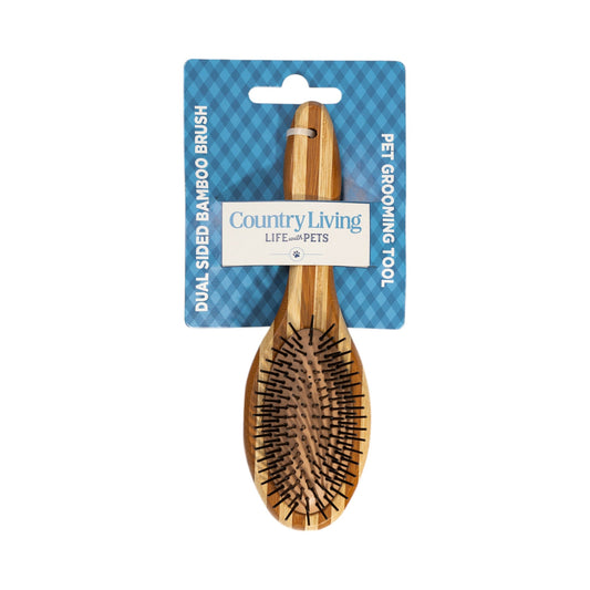Country Living Dual-Sided Natural Wood Dog Brush - Ergonomic, Durable & Versatile
