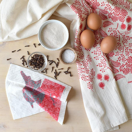 Wren Swedish Dishcloth | Red & Gray