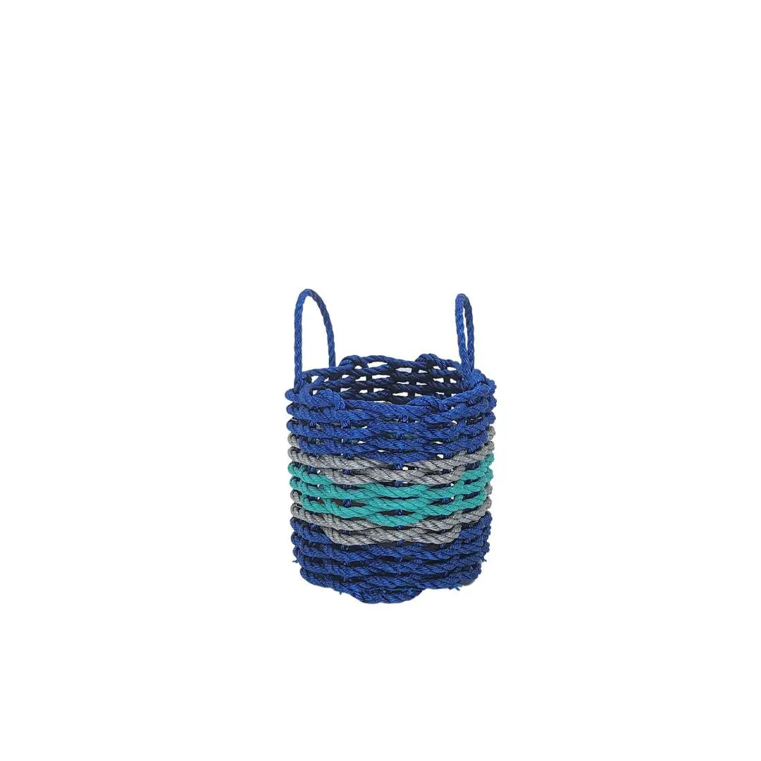 Blue, Teal & Light Gray Accent Rope Basket