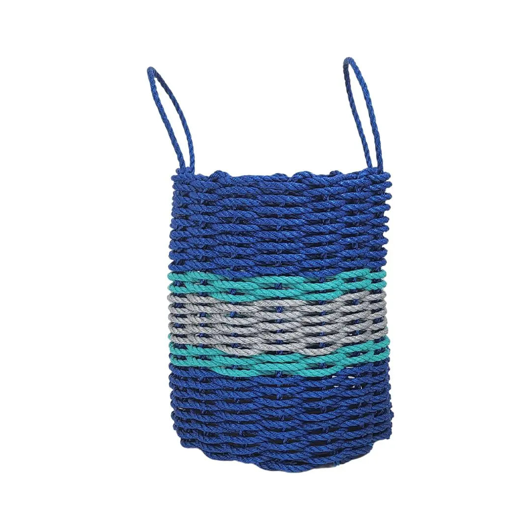 Blue, Light Gray & Teal Accent Rope Basket