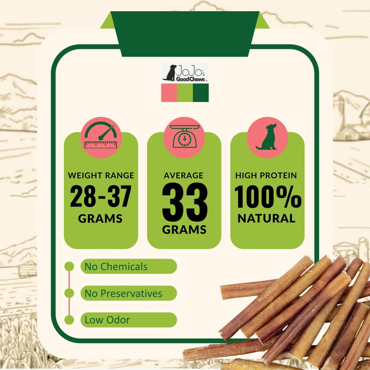 6" Thick Beef Bully Sticks for Dogs, 3-Pack