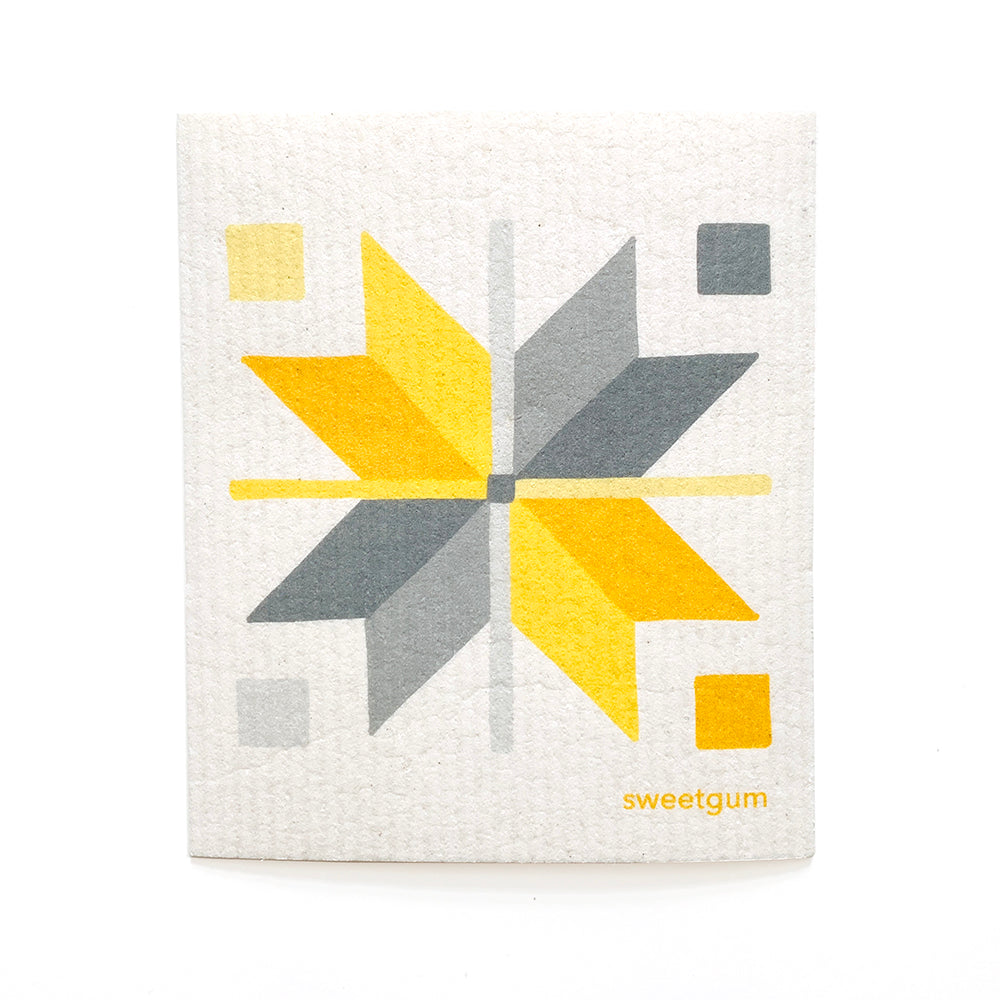 Bundle of 3 Swedish Dishcloths | Quilt Stars Yellow, Blue & Pink