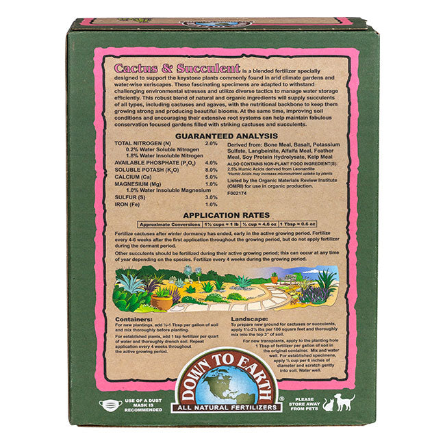 Down To Earth™ Cactus Mix 2-4-8 OMRI Listed® (5lb)