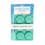 Country Living 3-Piece Silicone Baking Kit – Includes 2 Baking Trays (6-Cavity Paw Print Mold) & Spatula – for Homemade Dog Treats, Candy, Chocolate, and Ice Cubes