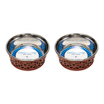 Country Living Set of 2 Stainless Steel Dog Bowls – Farmhouse Style, Ideal for Small to Medium Dogs