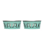 Country Living Set of 2 Stainless Steel Dog Bowls – Farmhouse Style, Ideal for Small to Medium Dogs