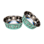 Country Living Set of 2 Stainless Steel Dog Bowls – Farmhouse Style, Ideal for Small to Medium Dogs