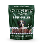 Country Living 6” Gullet Flats Dog Treats – 20 Count Bag – All-Natural Beef Esophagus Chews – High-Protein, Easily Digestible, Single-Ingredient Dog Treats – Grain-Free & Long-Lasting